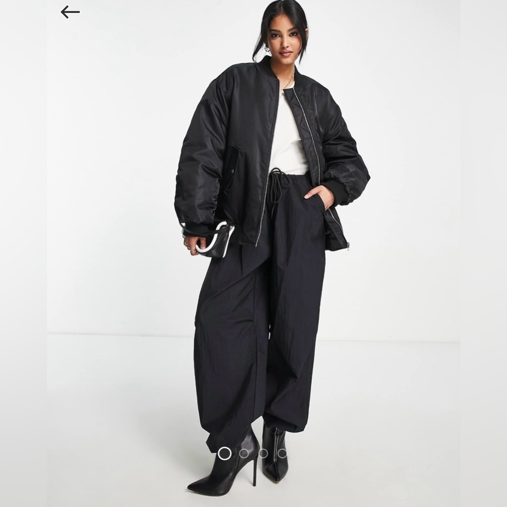 ASOS Design Oversized Black Bomber Jacket
